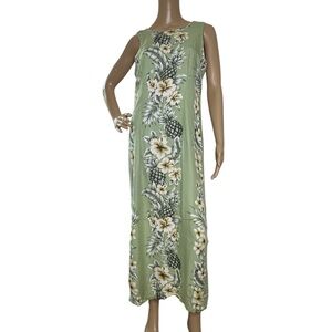 Hawaiian Reserve Collection vintage green maxi dress Large
